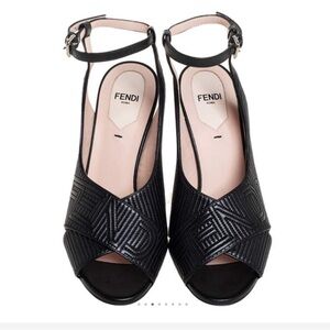 Fendi Embossed Leather Ankle Strap. Lightly worn, great condition. Size 39